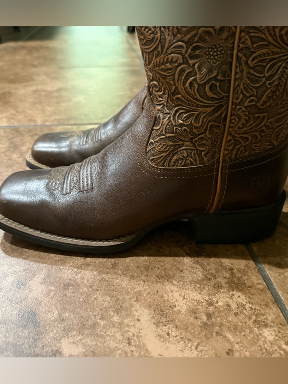 Ariat Women Brown Floral-Embossed Western Boots
